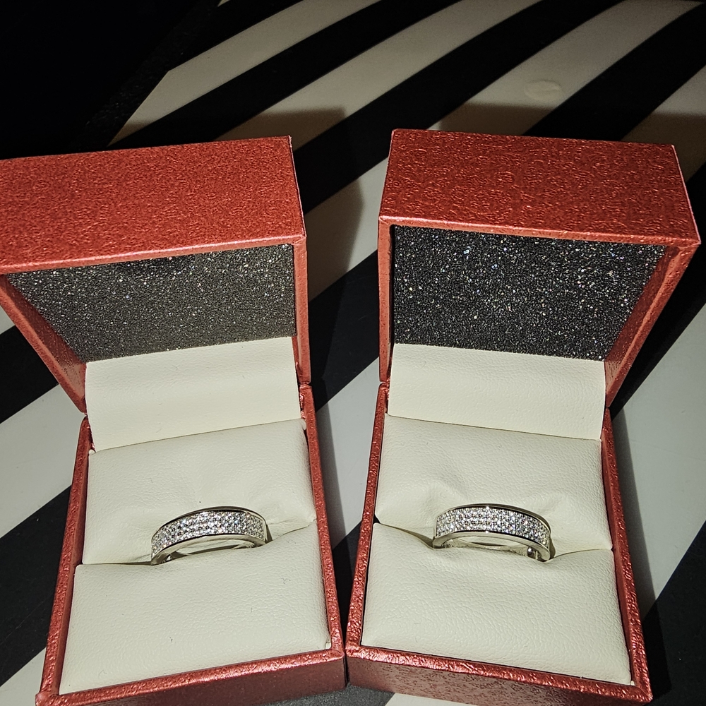 BERRICLE 3 Row Sterling Silver Cubic Zirconia Wedding Half Eternity